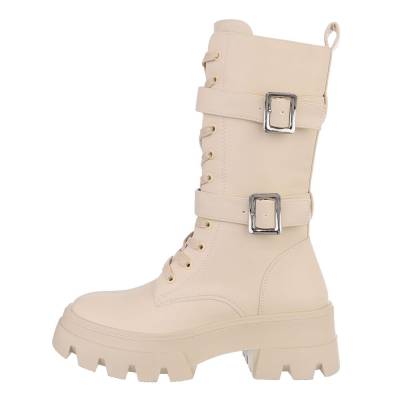Platform boots for women in beige