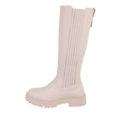 Platform boots for women in beige