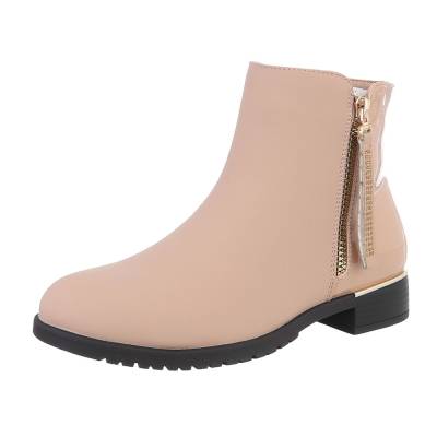 Flat ankle boots for women in beige