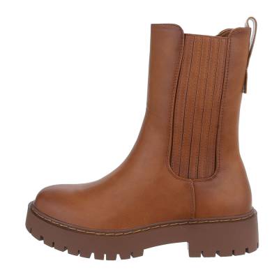Platform ankle boots for women in camel