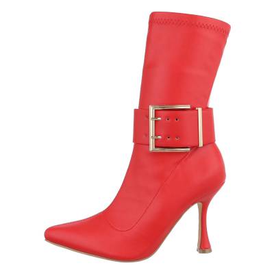 Heeled ankle boots for women in red