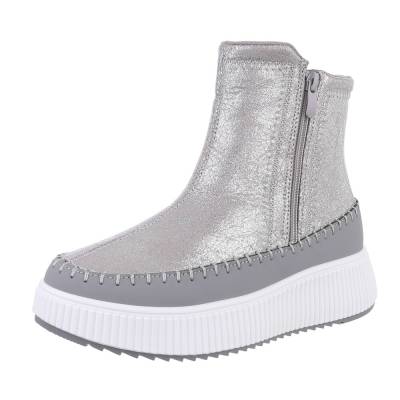 Platform ankle boots for women in silver