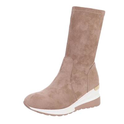 Wedge ankle boots for women in beige