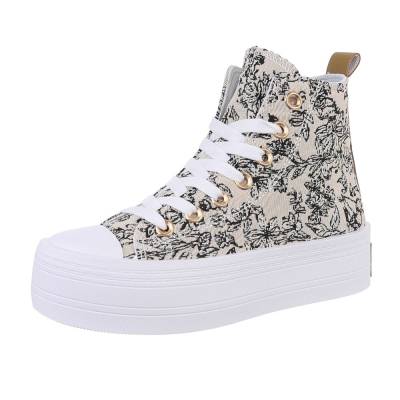 High-top sneakers for women in light-brown and white