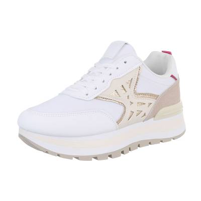 Low-top sneakers for women in white and beige