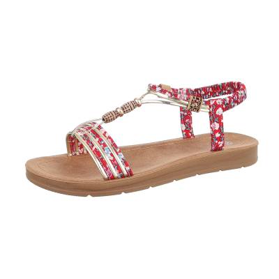Strappy sandals for women in red and gold