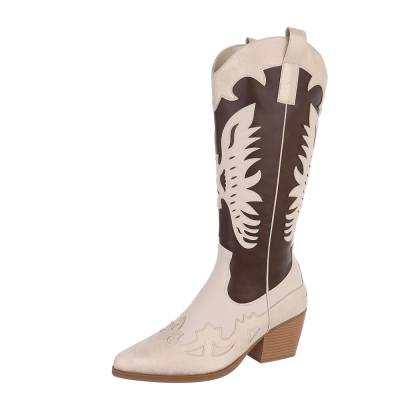 Cowboy & biker boots for women in gold and beige