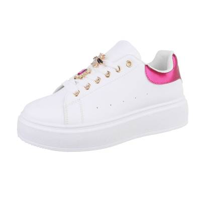 Low-top sneakers for women in white and pink