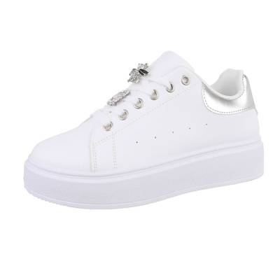 Low-top sneakers for women in white and silver