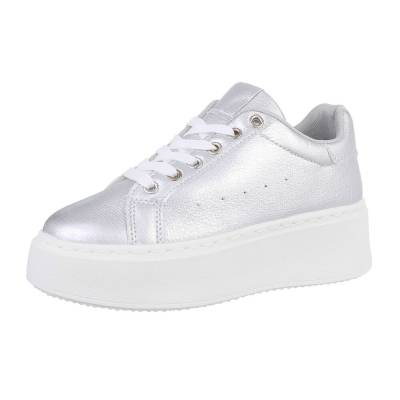 Low-top sneakers for women in silver and white