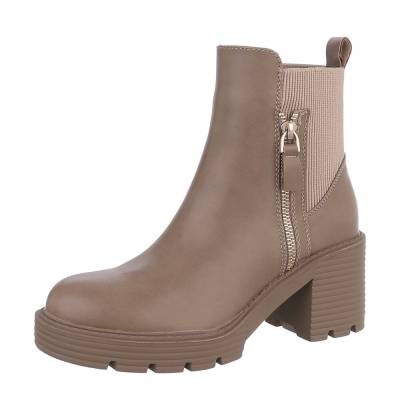 Platform ankle boots for women in light-brown