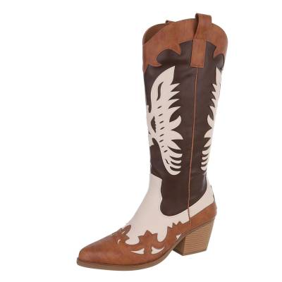 Cowboy & biker boots for women in camel and beige