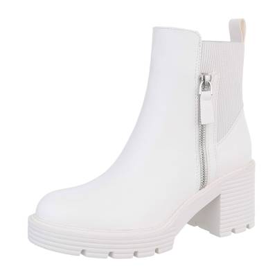 Platform ankle boots for women in white