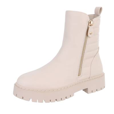 Platform ankle boots for women in beige