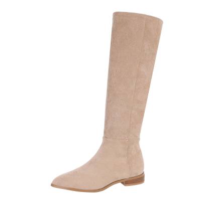 Flat boots for women in beige