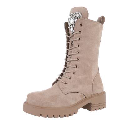 Lace-up ankle boots for women in light-brown