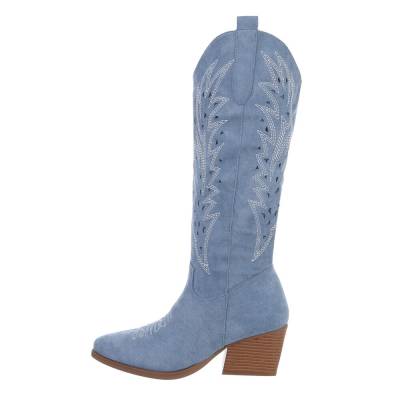 Cowboy & biker boots for women in light-blue