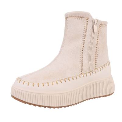 Platform ankle boots for women in beige