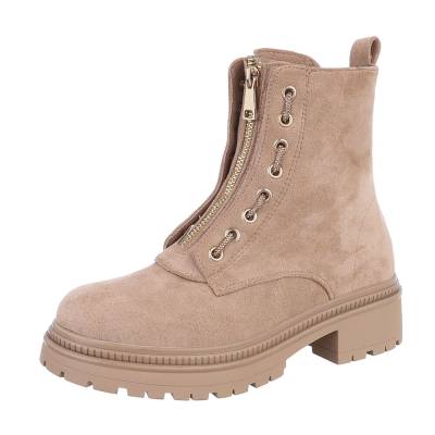 Platform ankle boots for women in light-brown