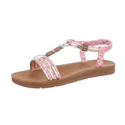 Strappy sandals for women in pink and gold