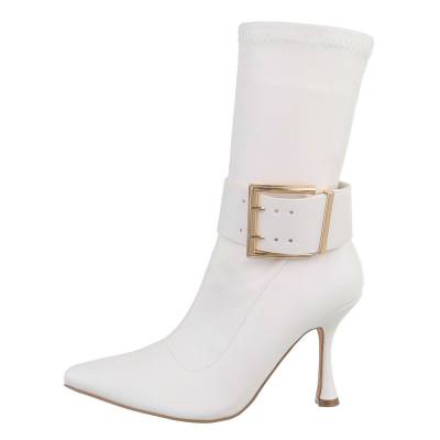 Heeled ankle boots for women in white