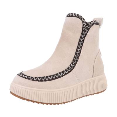 Platform ankle boots for women in beige