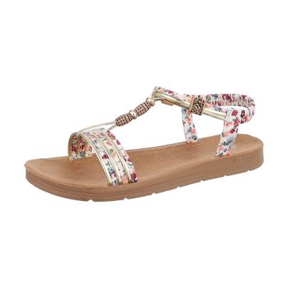 Strappy sandals for women in white and gold