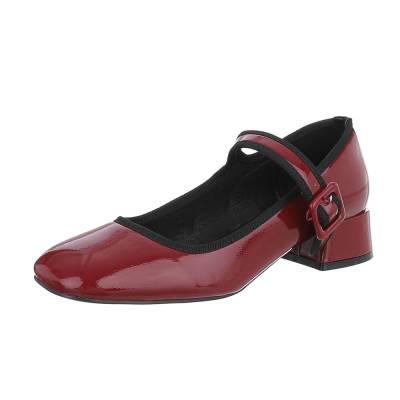 Lace-up heels for women in wine-red