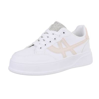 Low-top sneakers for women in white and beige