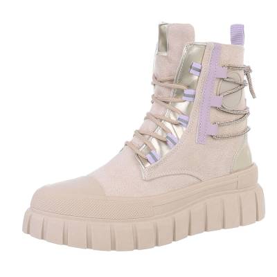 Lace-up ankle boots for women in beige