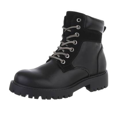 Flache Stiefeletten für Damen in Schwarz