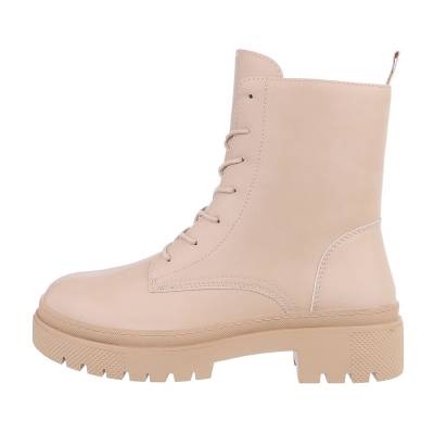 Lace-up ankle boots for women in beige