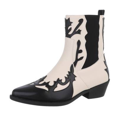 Flat ankle boots for women in black and white