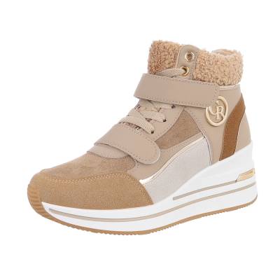 High-top sneakers for women in light-brown