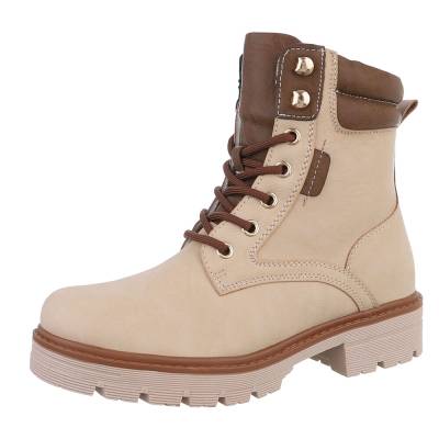 Flat ankle boots for women in beige