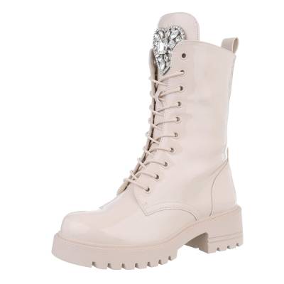 Lace-up ankle boots for women in beige