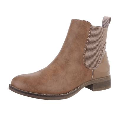 Flat ankle boots for women in light-brown