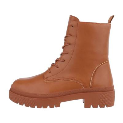 Lace-up ankle boots for women in camel