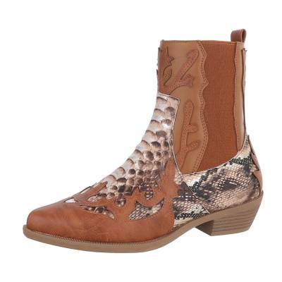 Flat ankle boots for women in camel