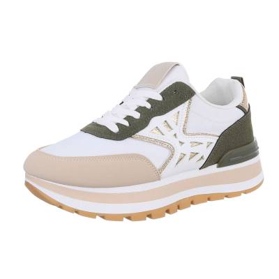 Sneakers Low für Damen in Grün und Beige