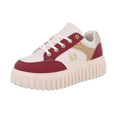 Sneakers Low für Damen in Beige und Weinrot