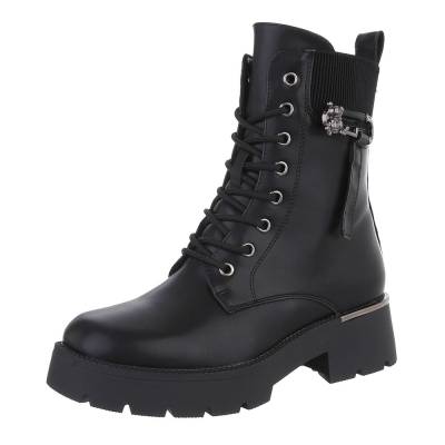 Lace-up ankle boots for women in black