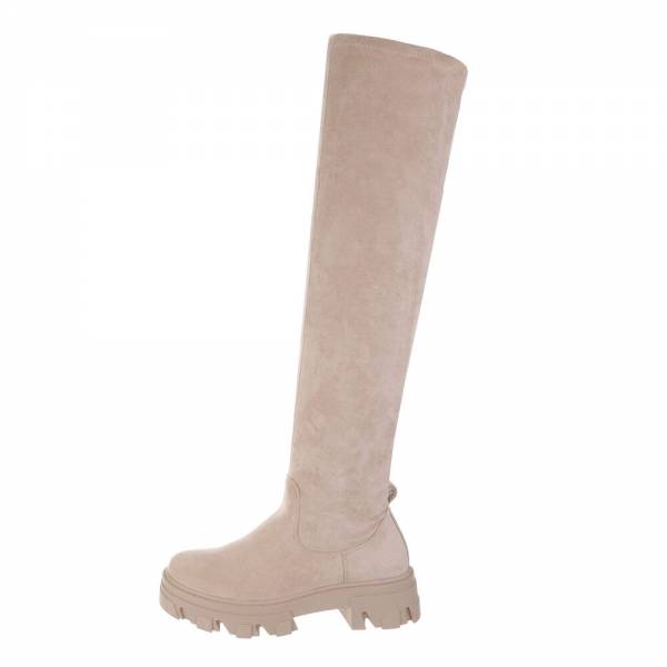 Platform boots for women in beige