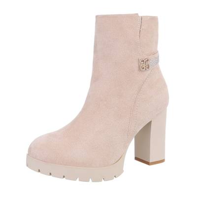 Heeled ankle boots for women in beige