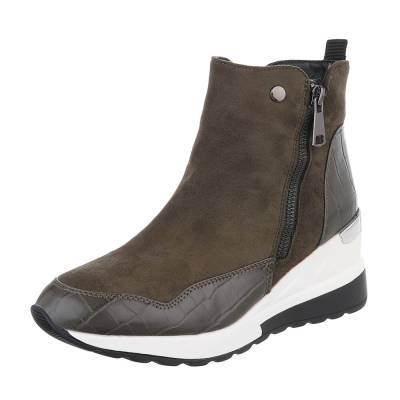 Keilstiefeletten für Damen in Olive