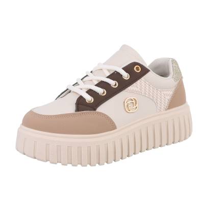 Low-top sneakers for women in beige and brown