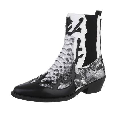 Flat ankle boots for women in black and white