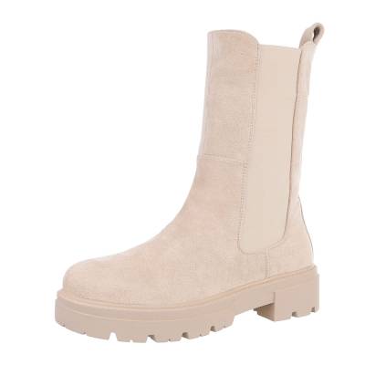 Platform ankle boots for women in beige