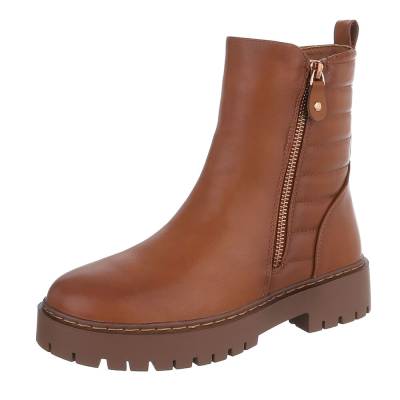 Platform ankle boots for women in camel