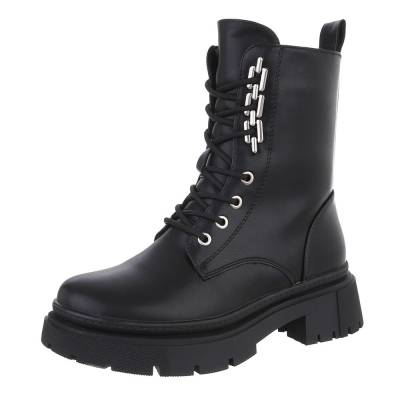 Lace-up ankle boots for women in black